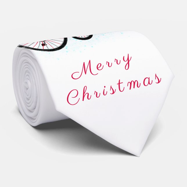 Gnome cadeau Cravate de Noël avec vélo et cadeaux (Roulé)