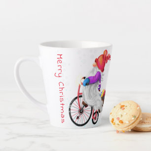 Gnome cadeau Latte Mug de Noël avec vélo et cadeau