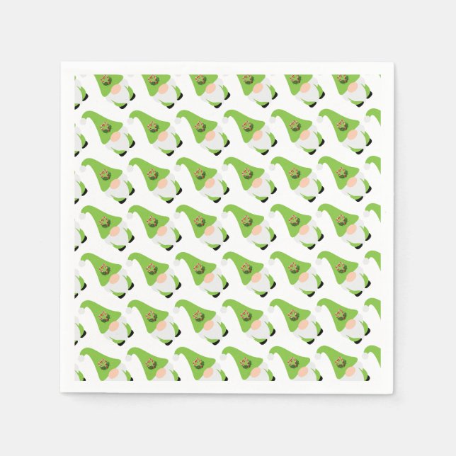 Gnome Candy Cane Herz Weihnachtsfest Spaß Serviette (Vorderseite)