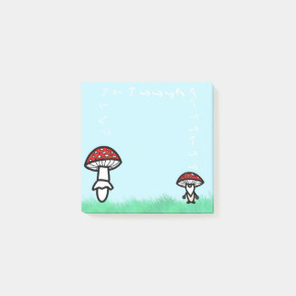 Gnome champignon avec notes post-it champignon