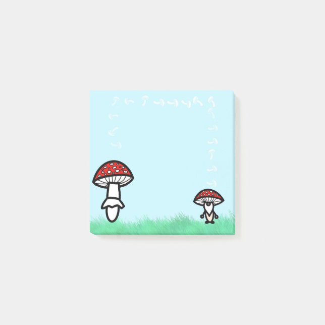 Gnome champignon avec notes post-it champignon (Devant)