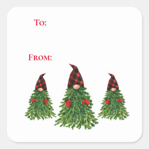 Gnome Christbaum Buffalo Karo zu und von Quadratischer Aufkleber
