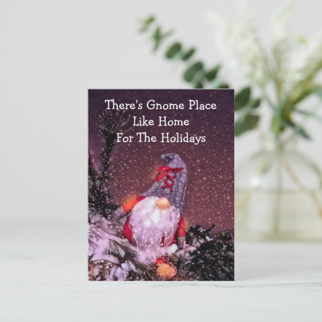 Gnome Christmas neue Zuhause für Ferien Niedlich Ankündigungspostkarte (Stehend Vorderseite)