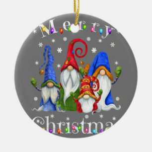 Gnome Christmas Pajamas - Garden Gnome Merry Chris Keramik Ornament