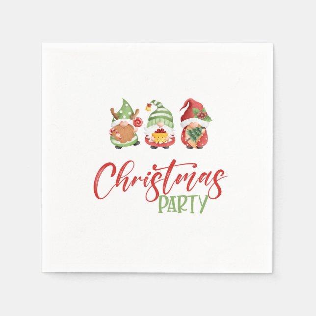Gnome Christmas Party Napkin Serviette (Vorderseite)