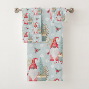 Gnome Christmas Pattern Badhandtuch Set