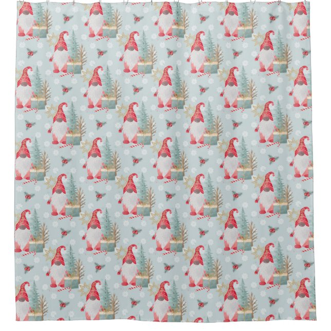 Gnome Christmas Pattern Duschvorhang (Vorderseite)