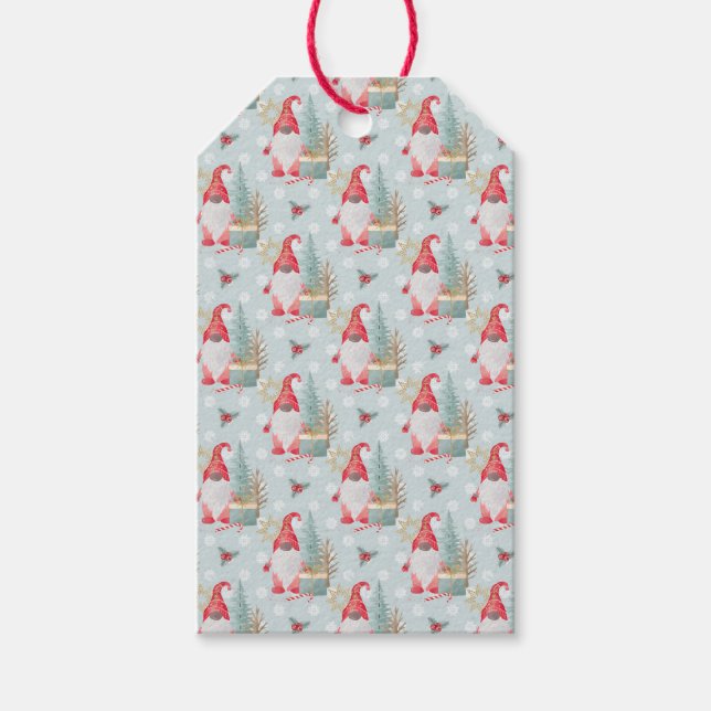 Gnome Christmas Pattern Geschenkanhänger (Vorderseite)