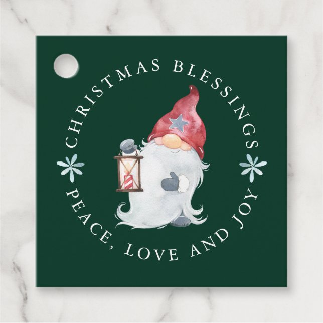 Gnome Christmas Segings Peace Liebe Joy Geschenkanhänger (Vorderseite)