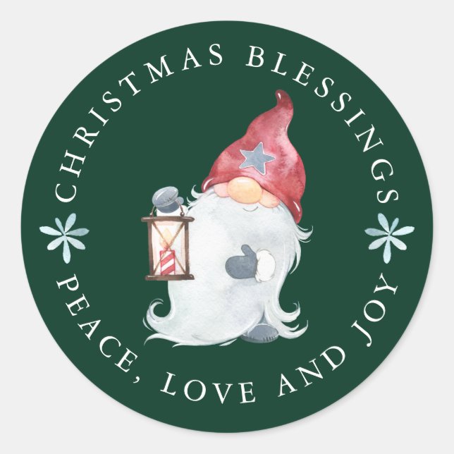 Gnome Christmas Segings Peace Liebe Joy Runder Aufkleber (Vorderseite)