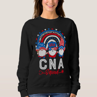 Gnome Cna Squad 4. Juli US Flag Leopard Rainbo Sweatshirt