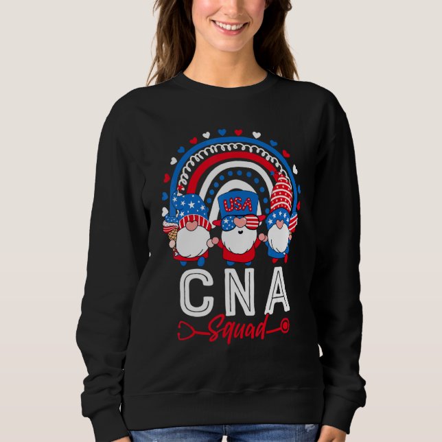 Gnome Cna Squad 4. Juli US Flag Leopard Rainbo Sweatshirt (Vorderseite)
