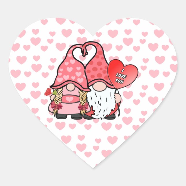 Gnome Couple Herz-Aufkleber (Vorderseite)