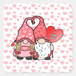Gnome Couple Quadratischer Aufkleber