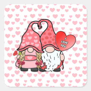 Gnome Couple Quadratischer Aufkleber