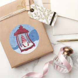 Gnome de Noël dans un autocollant à lanterne