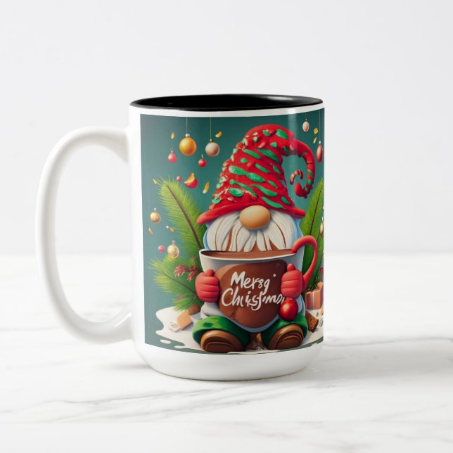 Gnome de Noël Énorme chocolat chaud café Mug (Gauche)