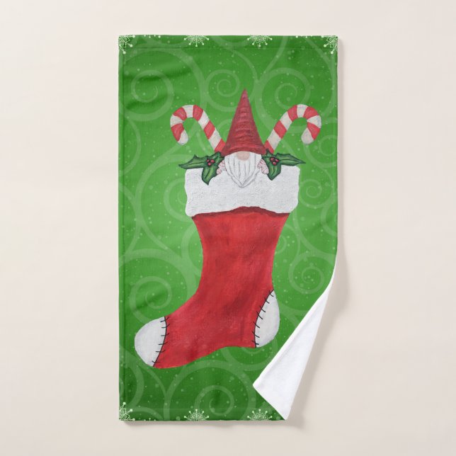 Gnome de Noël mignonne dans les Sucres de canne de (Serviette à main)