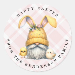 Gnome de Pâques Nom personnalisé Stickers ronds