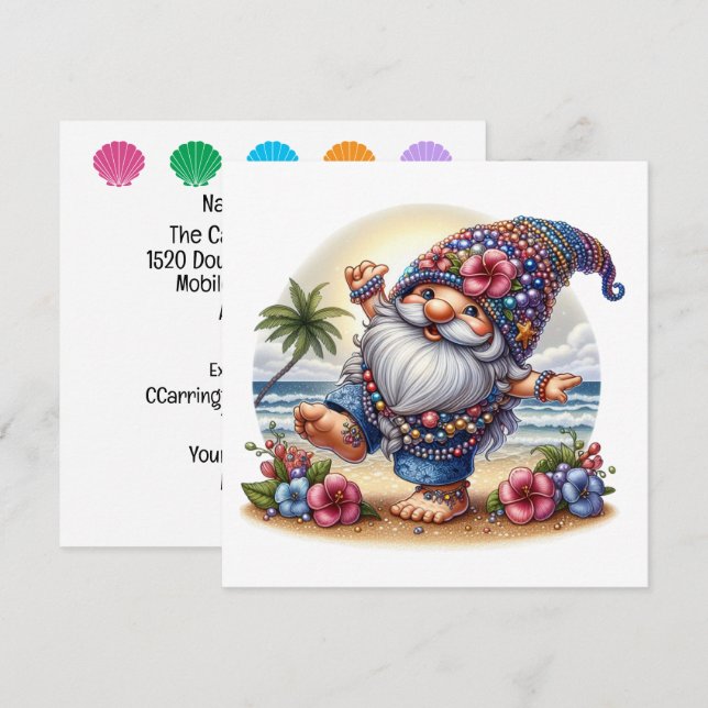 Gnome de Plage Précieux - Invitation au Thème (Devant / Derrière)