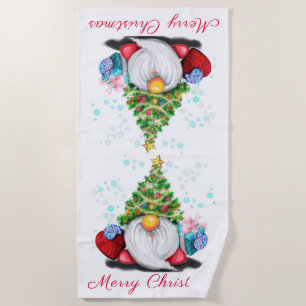 Gnome de serviette de plage de Noël avec cadeau
