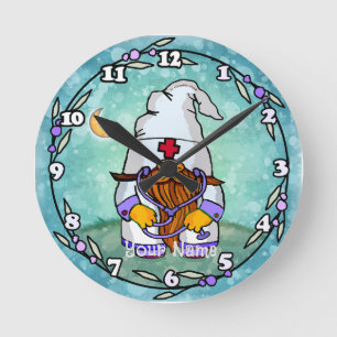 Gnome der männlichen Krankenschwester Runde Wanduhr
