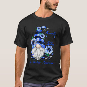 Gnome Diabetic November Diabetes Monat Ribbon Blue T-Shirt