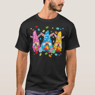 Gnome Egg Bunny Puzzle Ribbon Autismus Bewusstsein T-Shirt