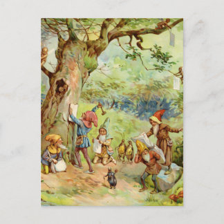 Gnome, Elfen und Fairies im magischen Wald Postkarte