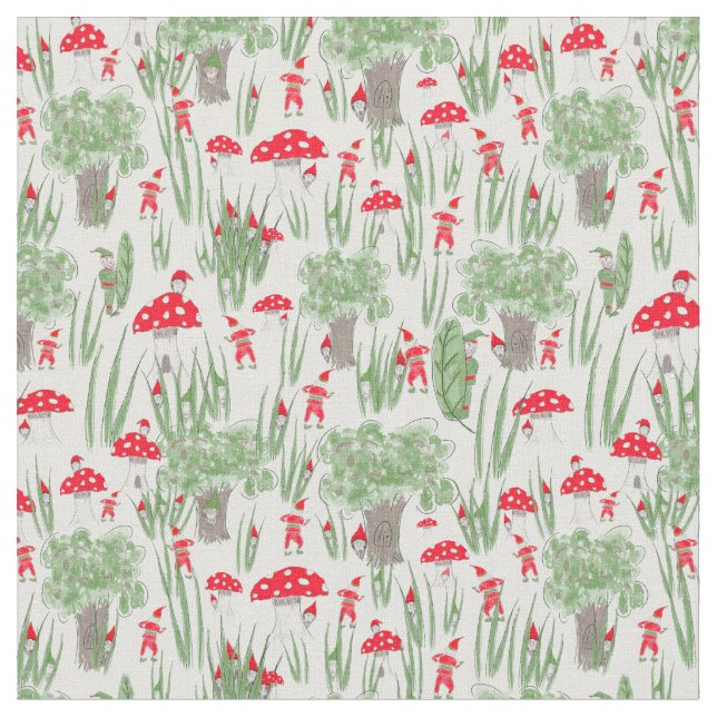 Gnome Fabric: "Gnome Hide-and-Seek Stoff (Nahaufnahme)