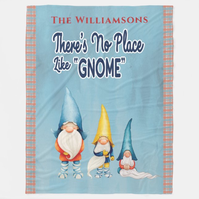 Gnome-Familie Monogram Funny Niedlich Fleecedecke (Vorderseite)