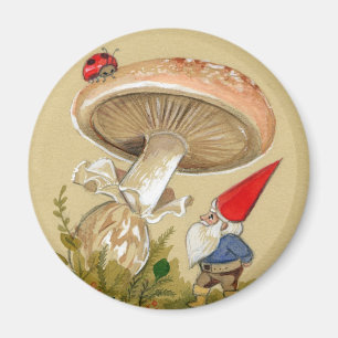 Gnome finden einen Marienkäfer und einen Pilz Magnet