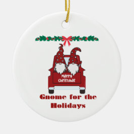 Gnome for the Holidays on a  Keramik Ornament