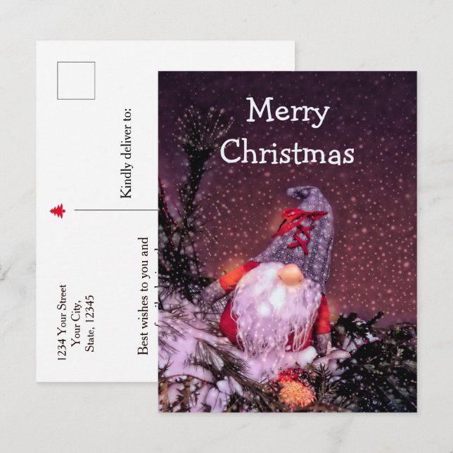Gnome frohe Weihnachten für den Urlaub Postkarte (Vorne/Hinten)