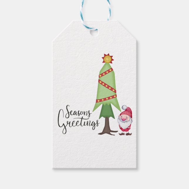 Gnome Frohen Festtage Geschenkanhänger (Vorderseite)