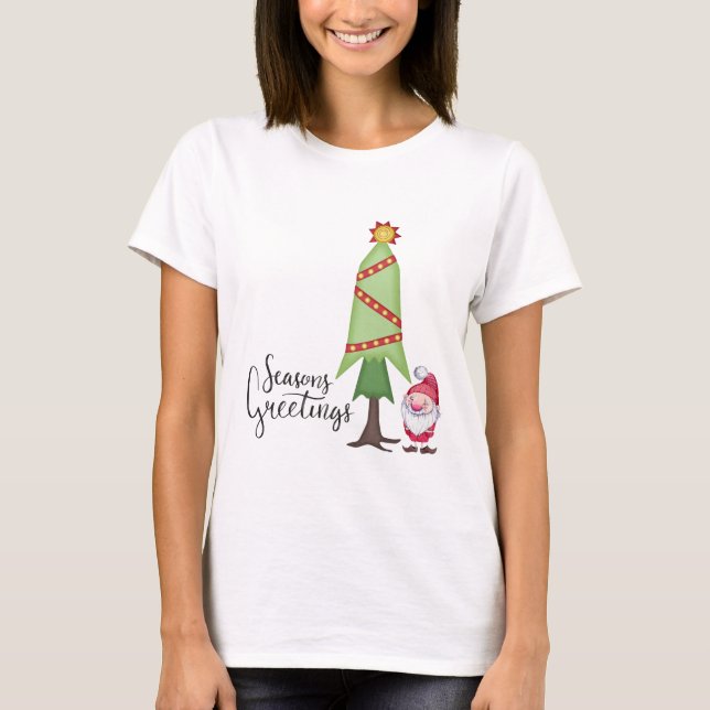 Gnome Frohen Festtage T-Shirt (Vorderseite)