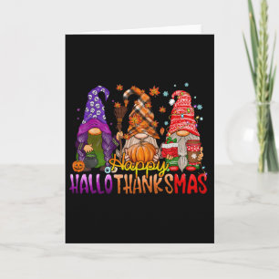 Gnome frohes Hallothanksmas Halloween Erntedankfes Karte