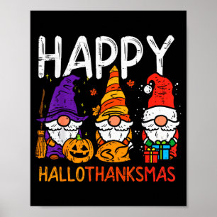Gnome frohes Hallothanksmas Halloween Erntedankfes Poster