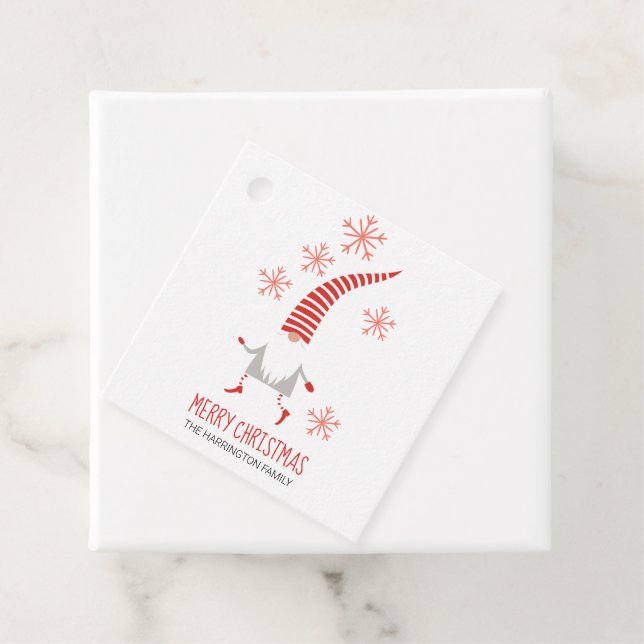 Gnome fröhliche Weihnachten und Schneeflocken Gesc Geschenkanhänger (Beispiel)
