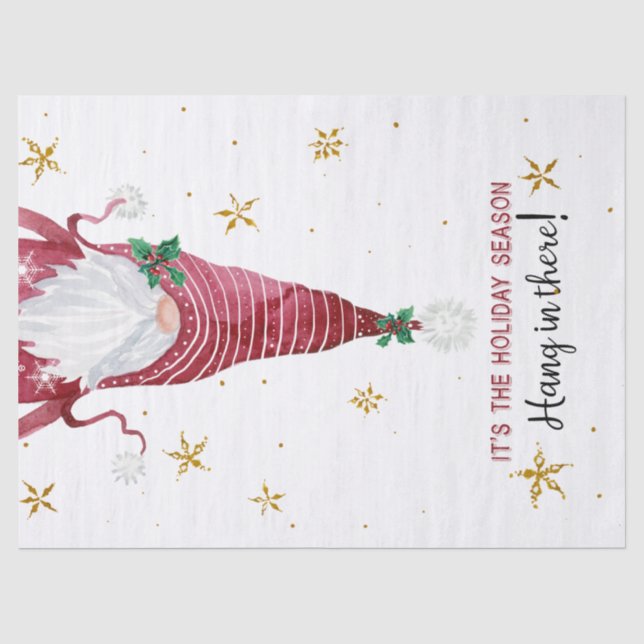 Gnome Funny Christmas Holiday Season Schneeflocken Seidenpapier (Vorderseite)