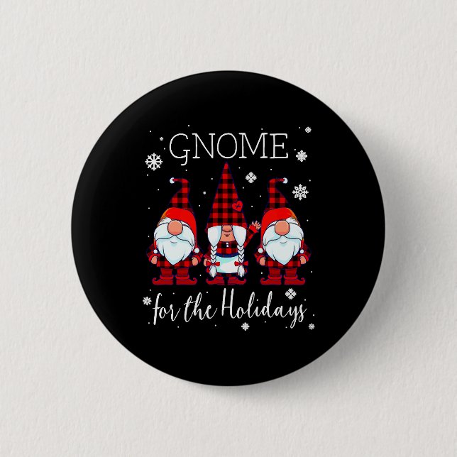 Gnome für das Holidays Buffalo Kariert 3 Gnomes Button (Vorderseite)