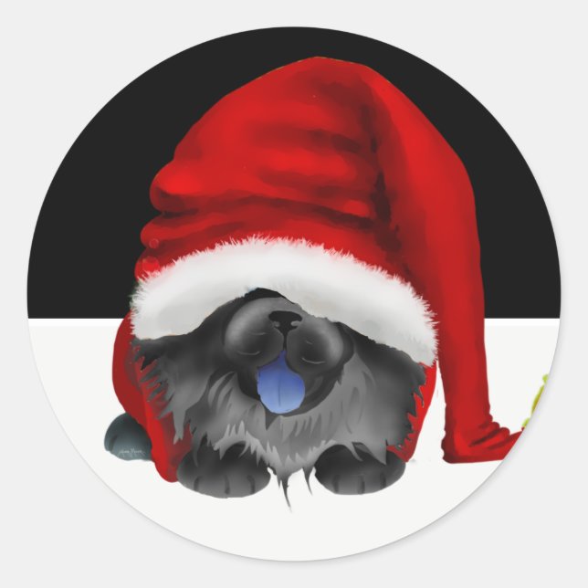 GNOME für die Chowlidays - schwarze Chow-Aufkleber Runder Aufkleber (Vorderseite)