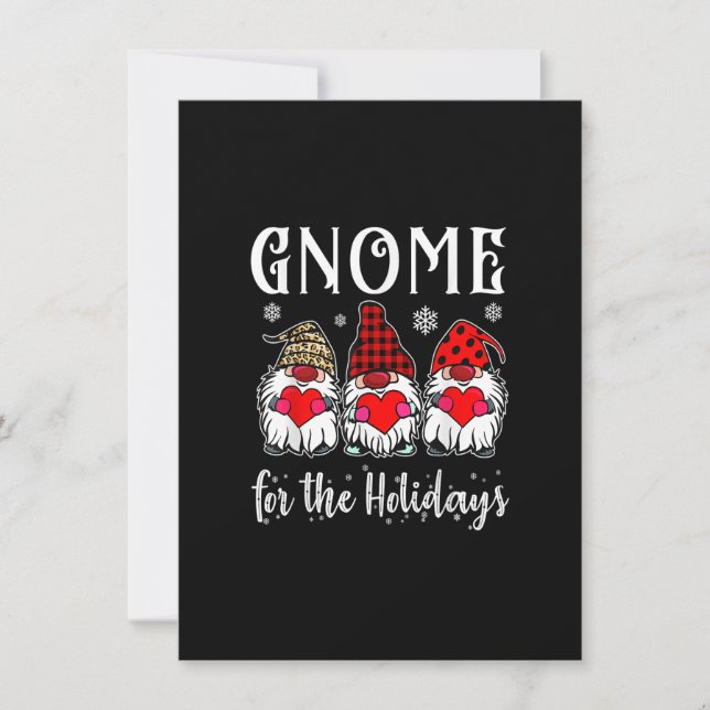 Gnome für die Ferien Leopard Kariert 3 Gnomes Chri Einladung (Vorderseite)