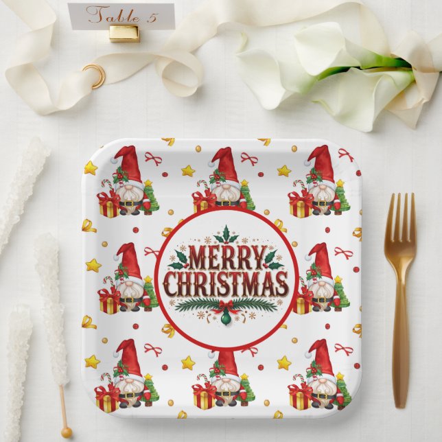 Gnome für die Ferien Pappteller (Hochzeit)