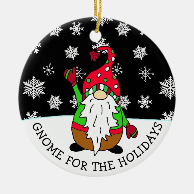 Gnome für die Weihnachtsfeier Keramik Ornament (Vorne)