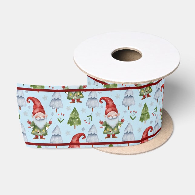 Gnome für Weihnachten Geschenk Wrapping Blue Water Satinband (Spule)