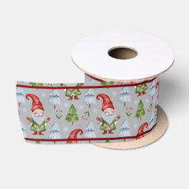 Gnome für Weihnachten Geschenk Wrapping Grau Wasse Satinband