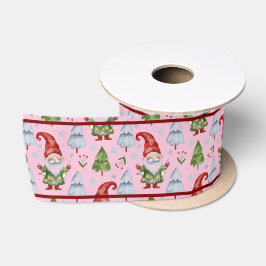 Gnome für Weihnachten Geschenk Wrapping Pink Wasse Satinband