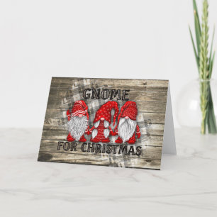 Gnome für Weihnachten Karierte Rustikale Landhaus Karte