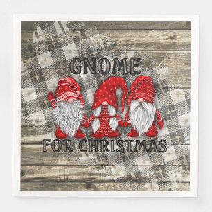 Gnome für Weihnachten Karierte Rustikale Landhaus Serviette